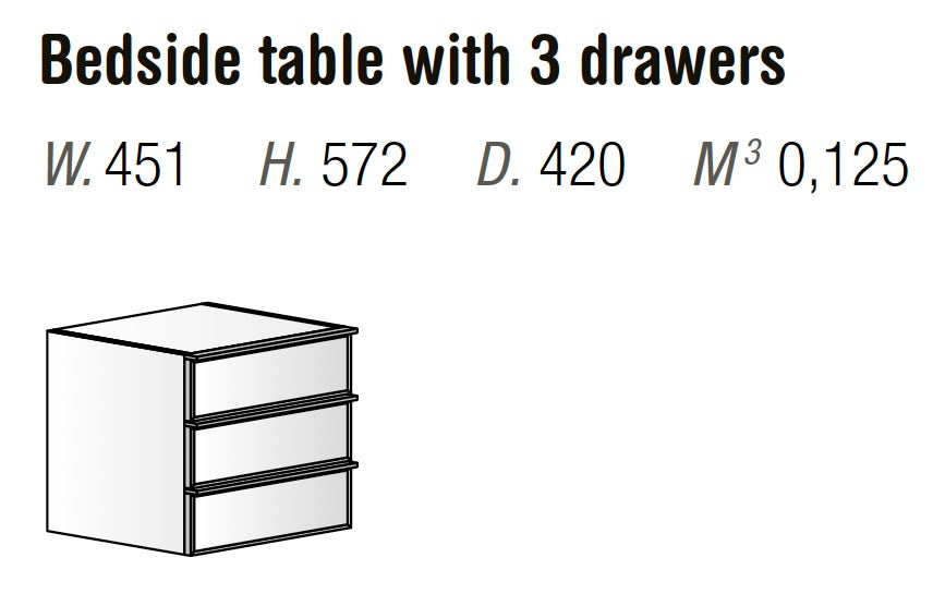Orme Noto Bedside Table – 3 Drawers