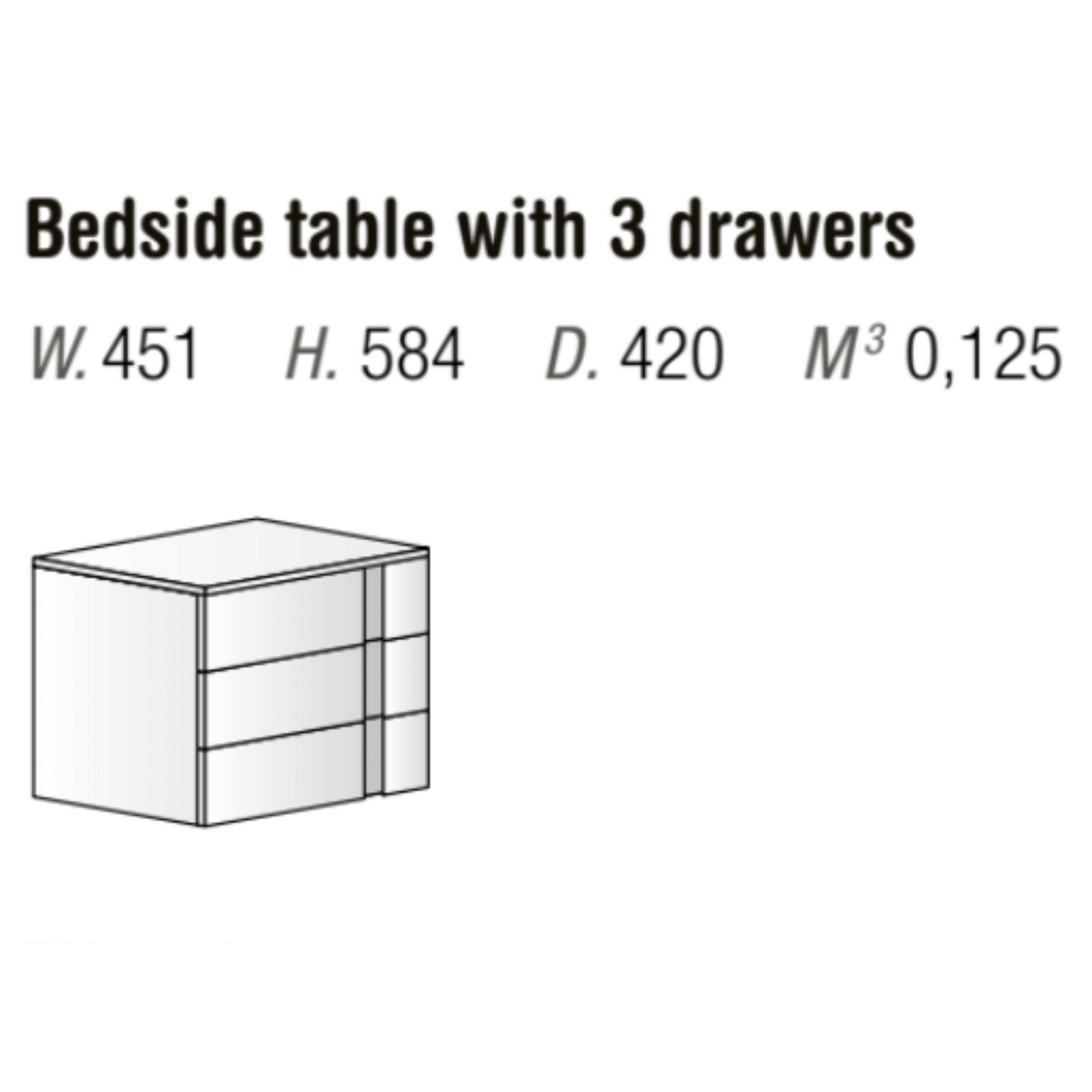 Orme Aries Bedside Table – 3-Drawer Modern Italian Cabinet