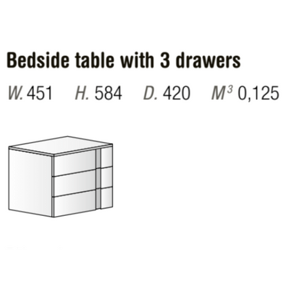 Orme Aries Bedside Table – 3-Drawer Modern Italian Cabinet