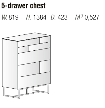 Orme Klee Tallboy – 5 Drawers (Metal Base)