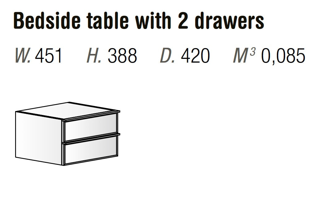 Orme Noto Bedside Table – 2 Drawers