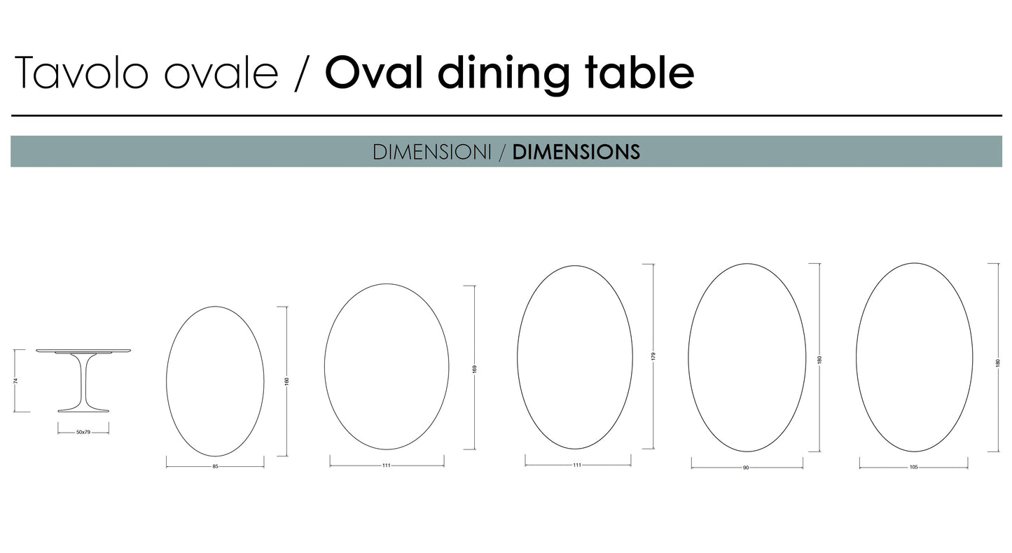 Oval Tulip Dining Table 160, 169, 179, 180 cm | Marble