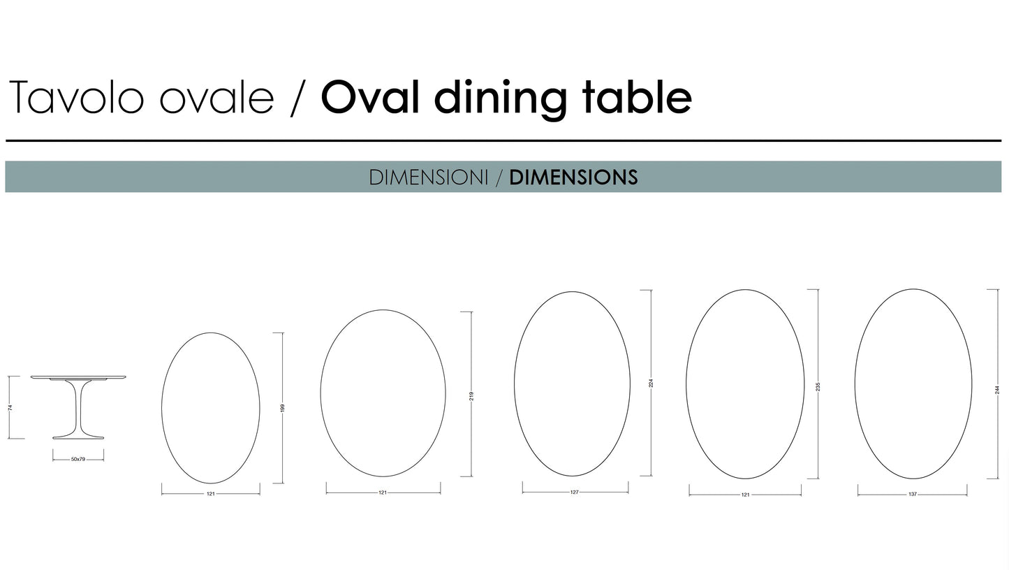 Oval Tulip Dining Table 199, 219, 224, 235 and 244 cm – Ceramic