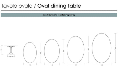 Oval Tulip Table 199, 219, 224, 235 and 244 cm | Laminate or Solid Oak