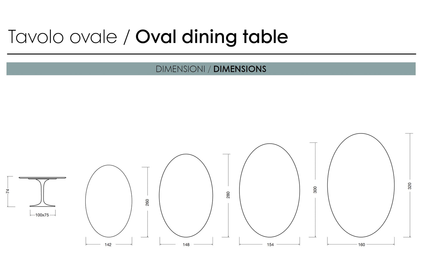 Tavolo da Pranzo Tulip Ovale 160–180 cm – Piano in Ceramica (Dekton, Laminam, Materia)