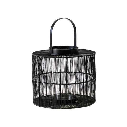 Portofino Black Wirework Lantern with Glass Insert