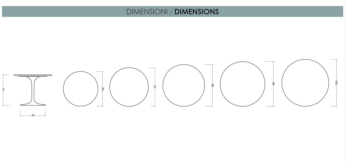 Round Tulip Dining Table Ø70, Ø80, Ø90, Ø100 cm | Laminate or Solid Wood