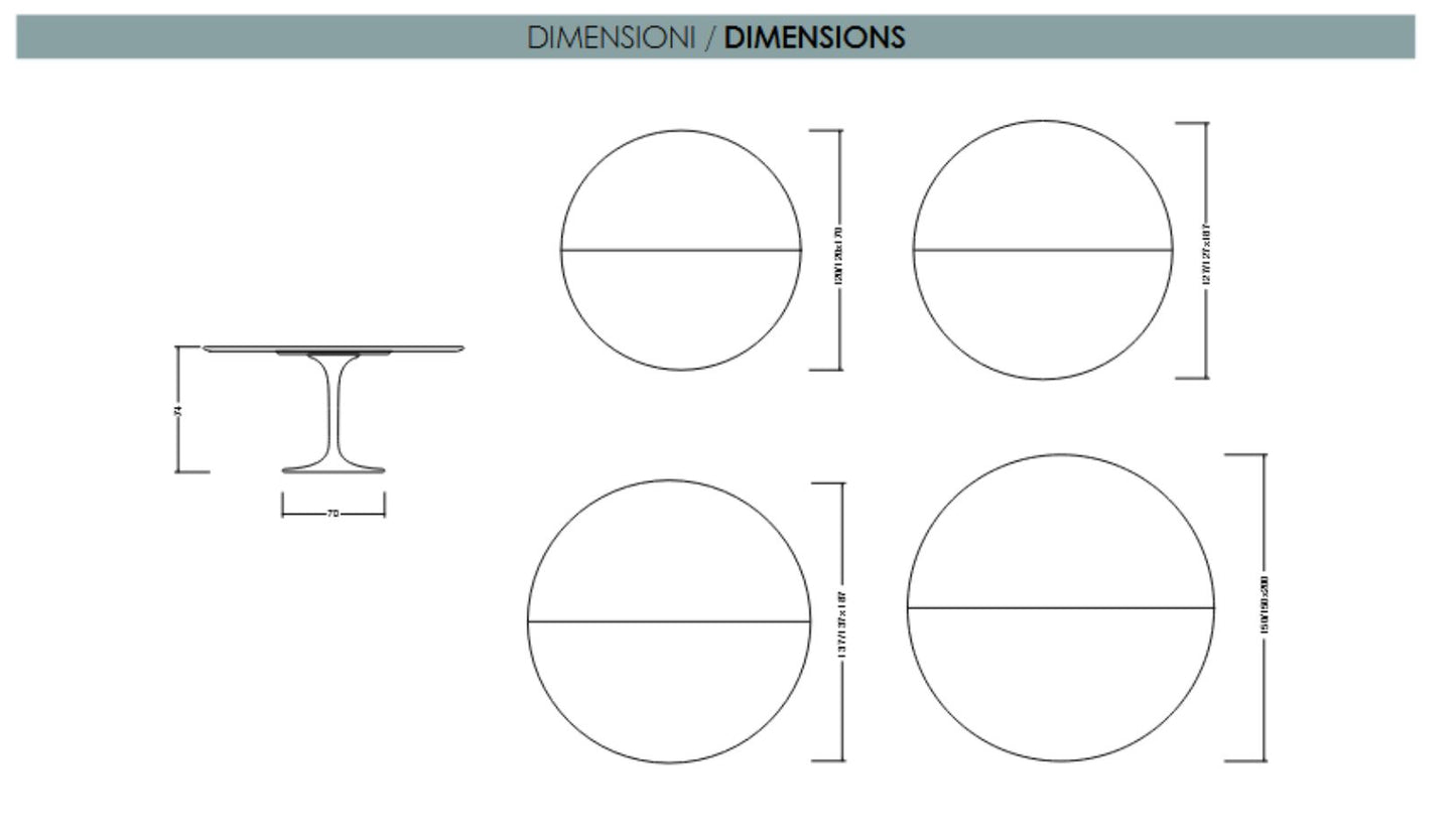 Tavolo da pranzo rotondo Tulip allungabile medio – Design italiano ispirato a Saarinen