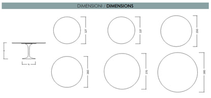 Tavolo da pranzo rotondo Tulip 127–160 cm – Piano in ceramica di alta qualità