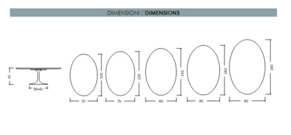 Tavolino da caffè moderno ovale in ceramica Tulip - Dekton, piano in Laminam