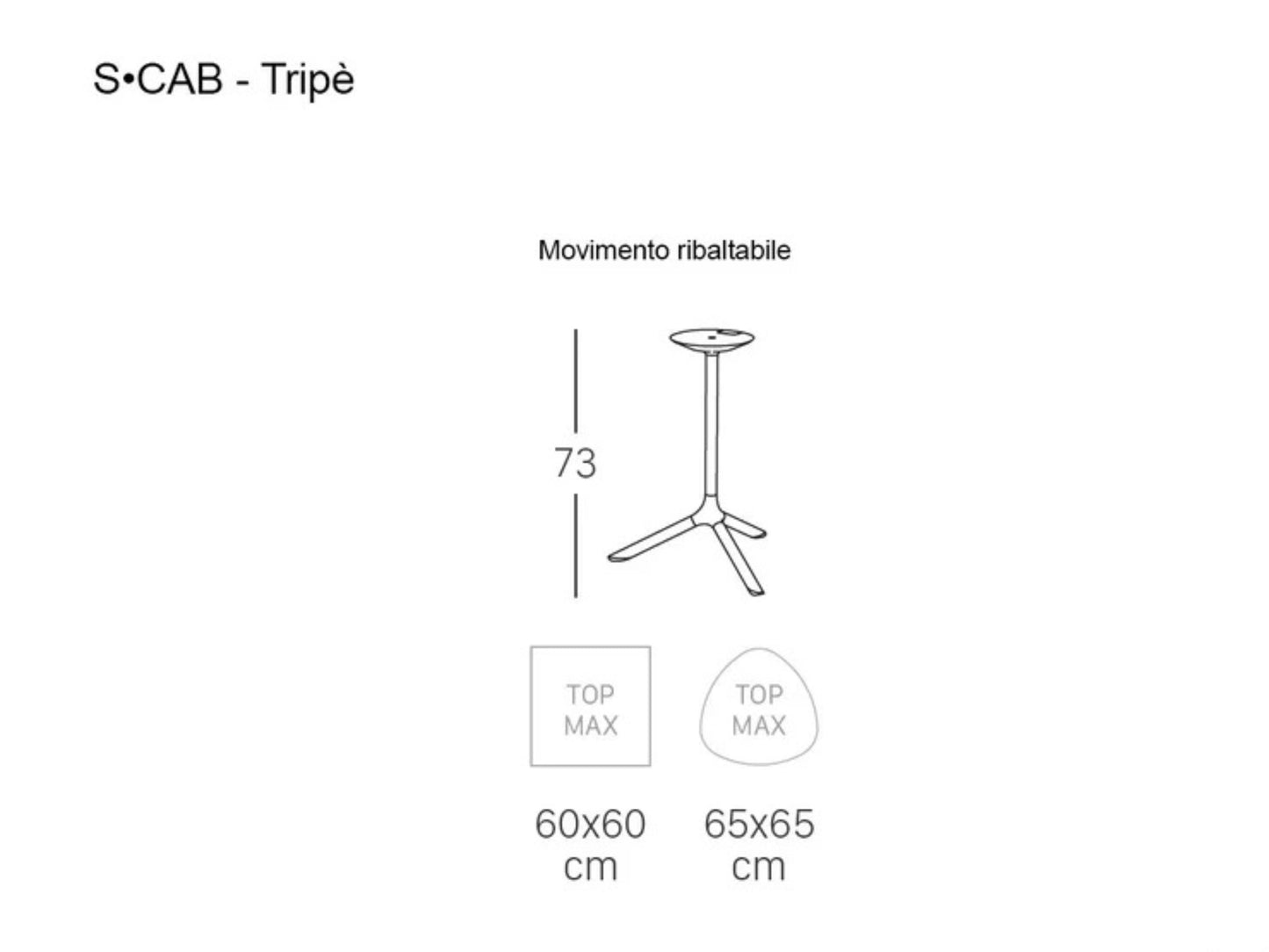 S•CAB Tripé Folding Bistro Table Base | Italian Indoor & Outdoor Café Table