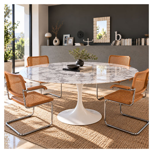 Tavolo da pranzo rotondo Tulip 127–160 cm – Piano in ceramica di alta qualità