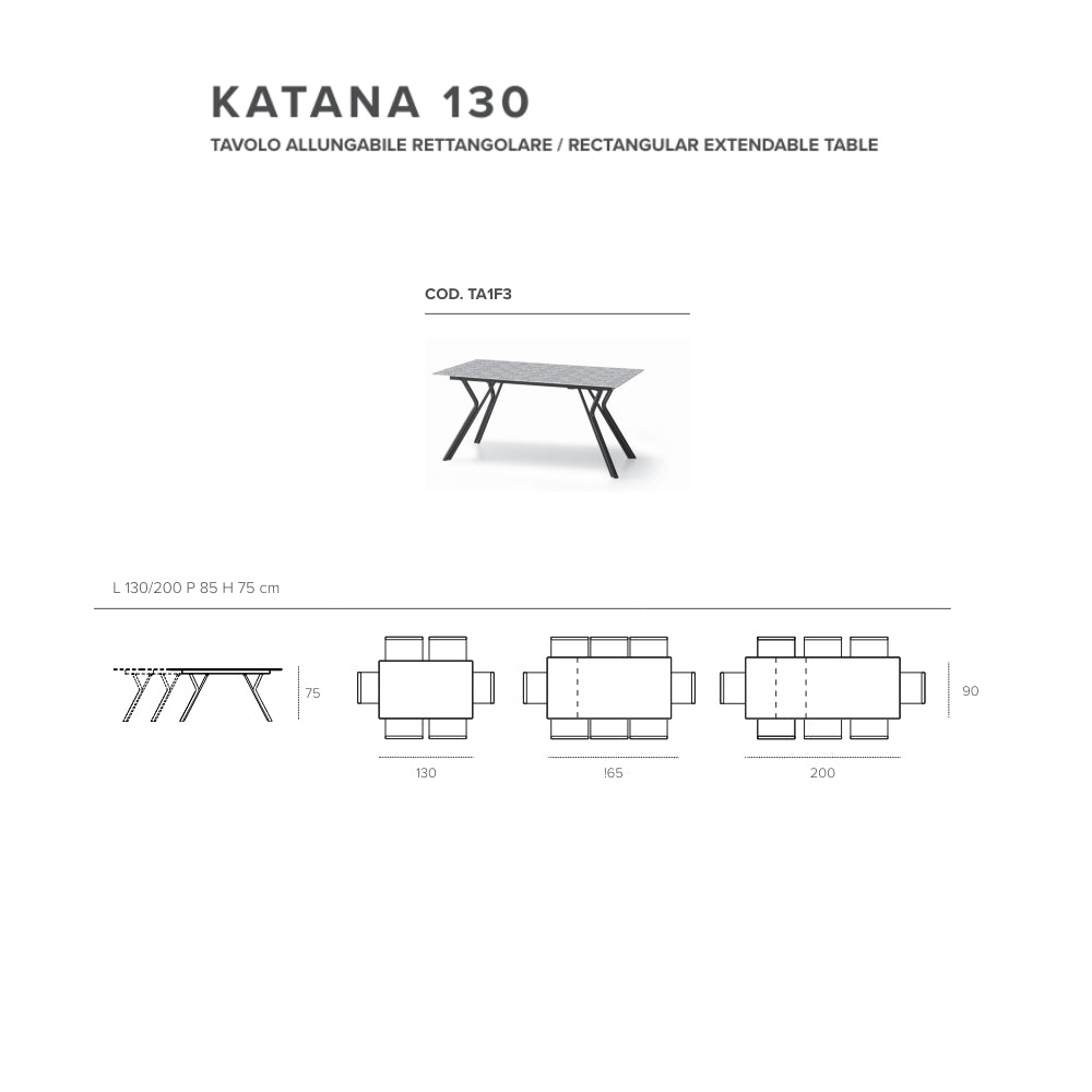 Katana 130 Rectangular Extendable Dining Table