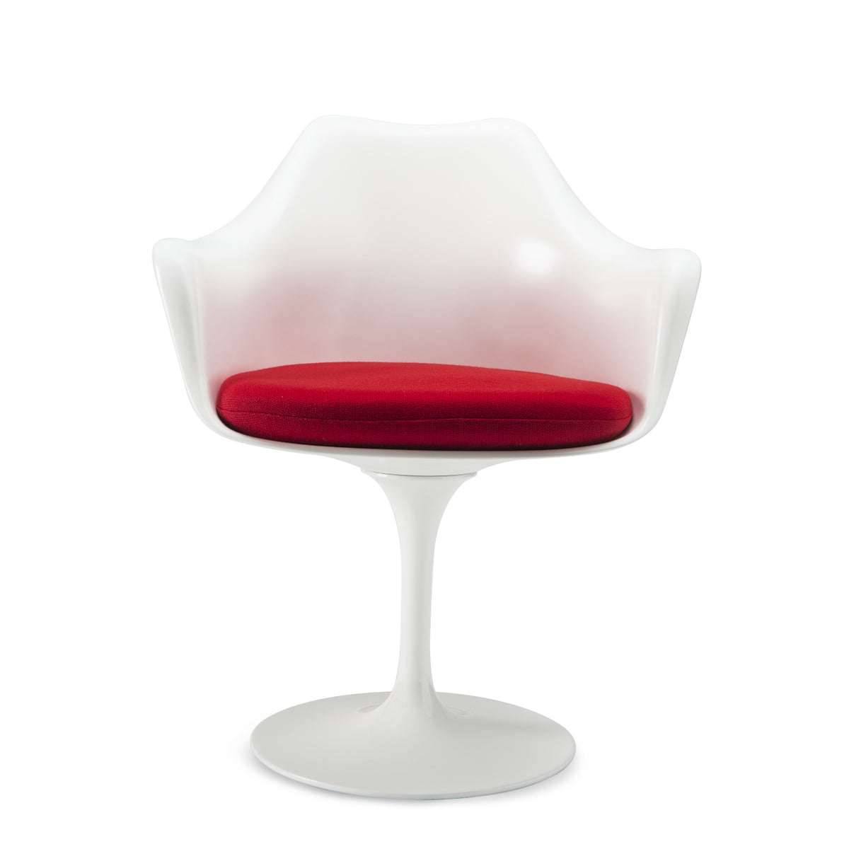 tulip-armchair-white-shell-red-seat-cushion-white-pedestal-base