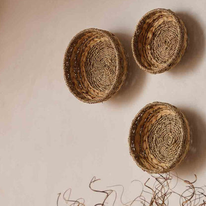 Set of 3 Natural Bayford Woven Round Bowls
