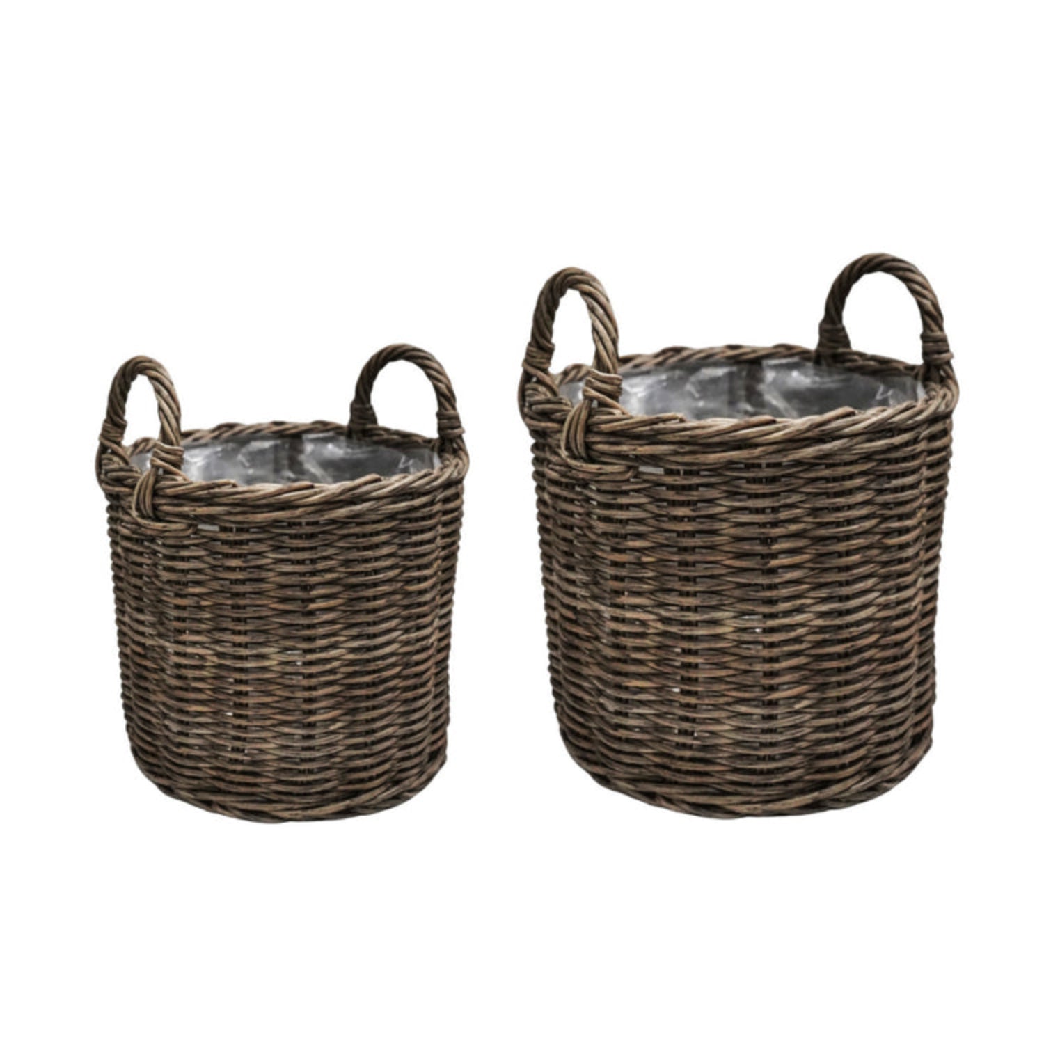 Set of 2 Polyrattan Lined Planters