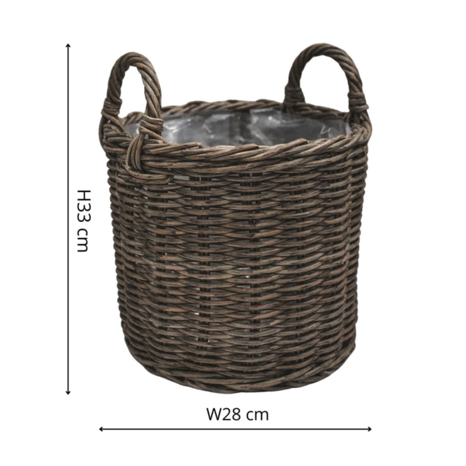 Set of 2 Polyrattan Lined Planters