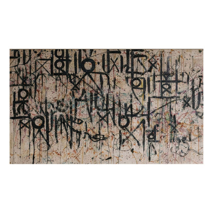 Large Black Calligraphy Wall Art on Beige Canvas