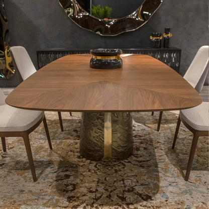 Adone Elegant Wood and Glass Design Table