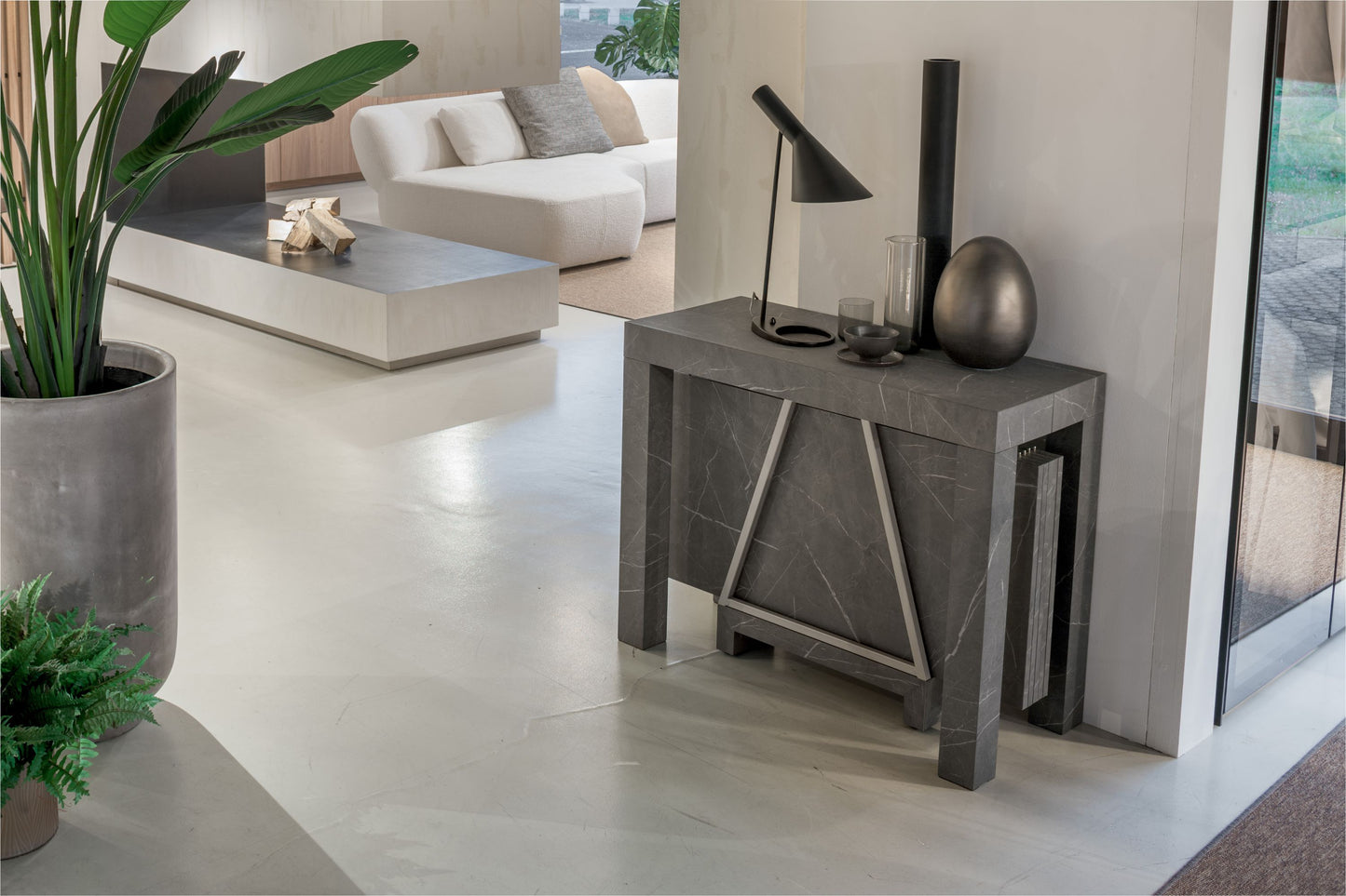 Altacom Combi table closed as compact console in modern living room setting