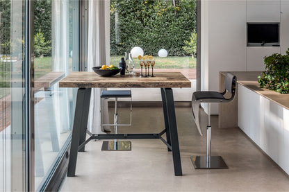 Altacom compact console table in closed position with wood top in modern interior