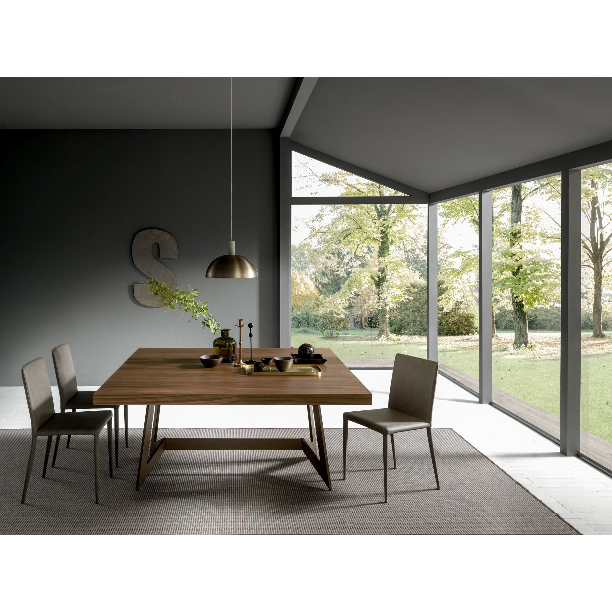 Altacom wooden dining table in closed position in modern minimalist interior