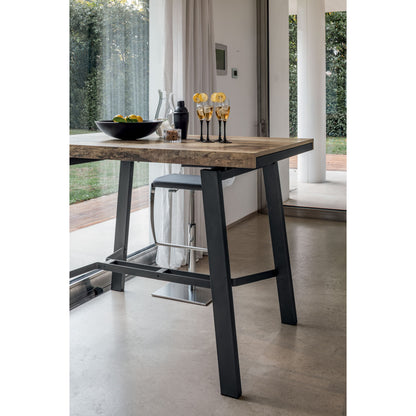 Altacom extendable console table with industrial metal legs and wood top detail