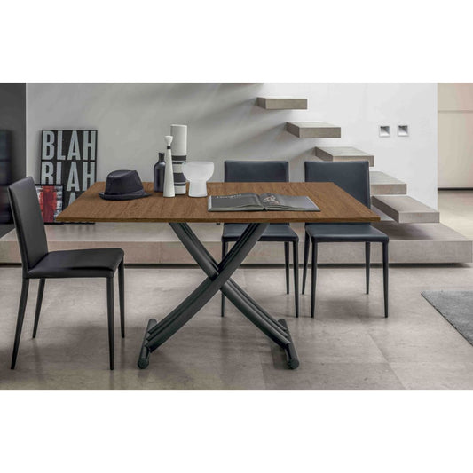 Altacom Fenice convertible coffee table fully extended into dining table with wooden top and metal base