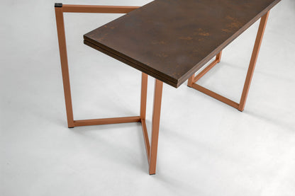 Altacom Flap console table detail showing slim metal frame and compact structure