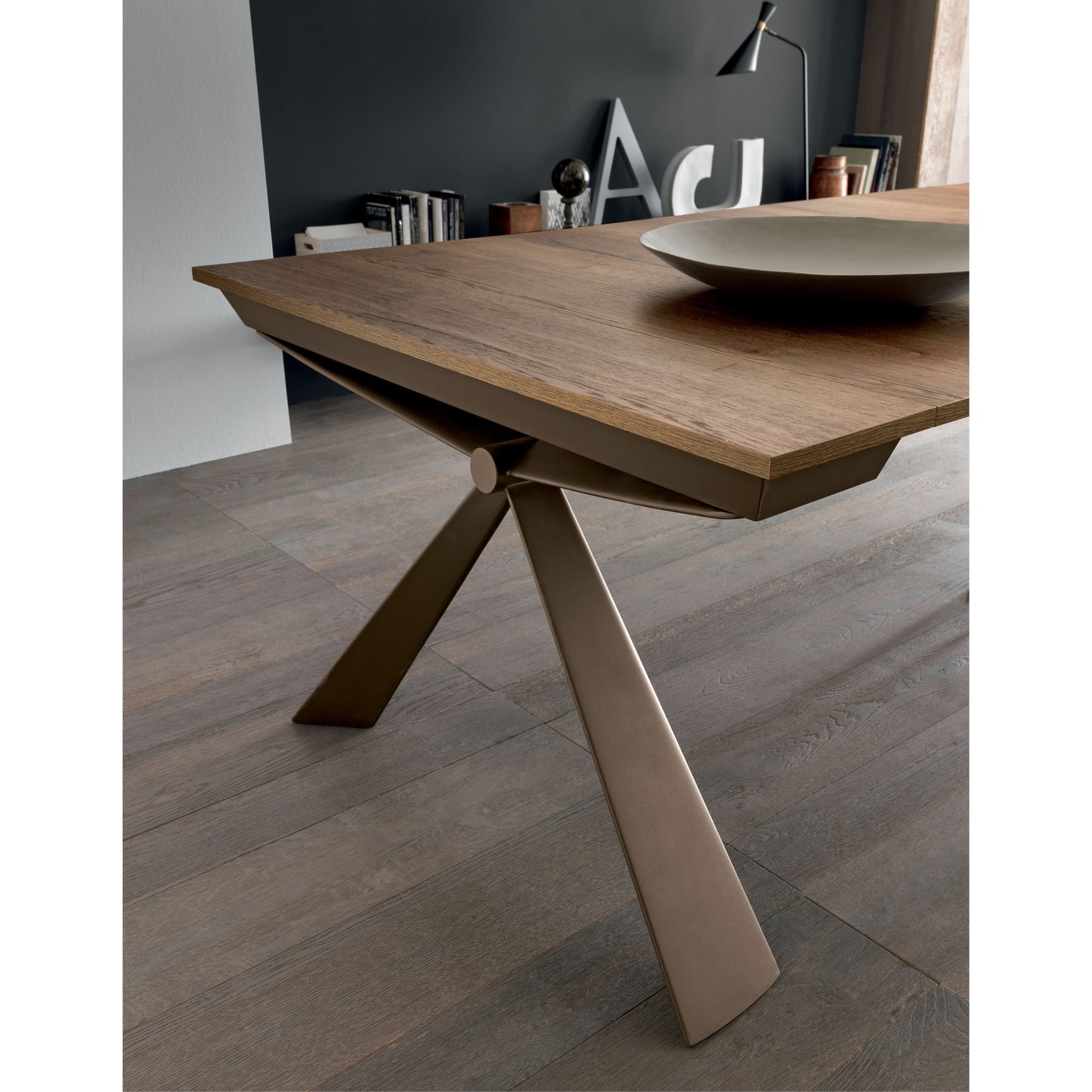 Altacom Genesi wooden top detail with extension panels and structure