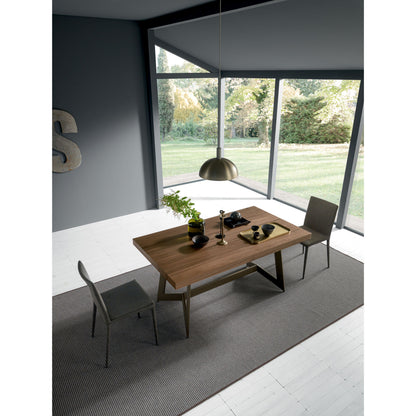 Altacom extendable dining table with modern metal base and wood top