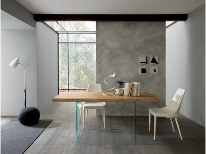 Altacom oak dining table with glass legs in modern minimalist interior