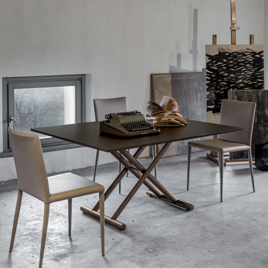Altacom Universe transformable table extended into dining table with wood top in modern interior