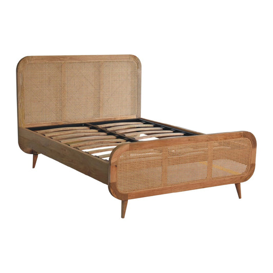 Artisan Solid Wood Rattan Bed