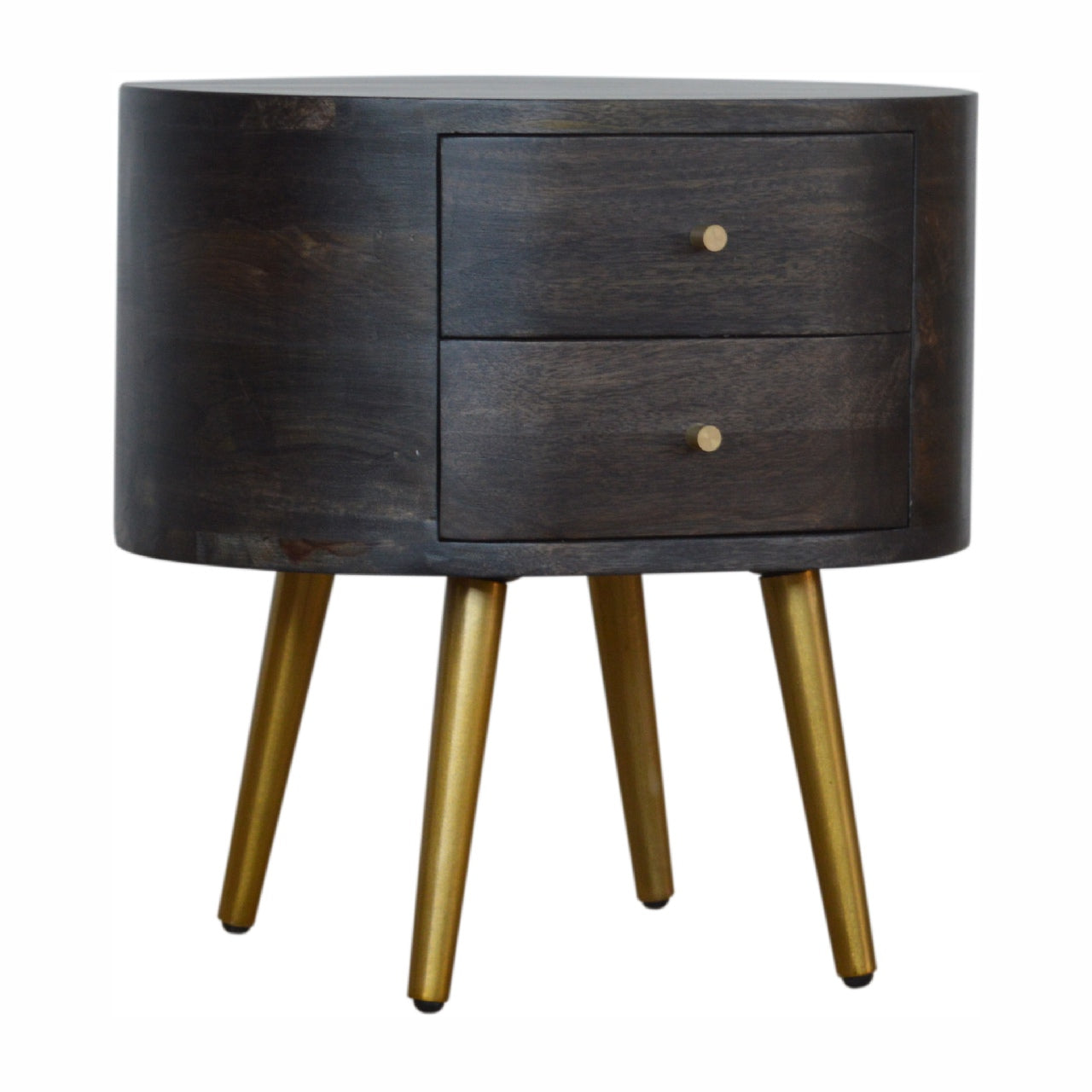 Artisan Ash Black Bedside with Brass Legs