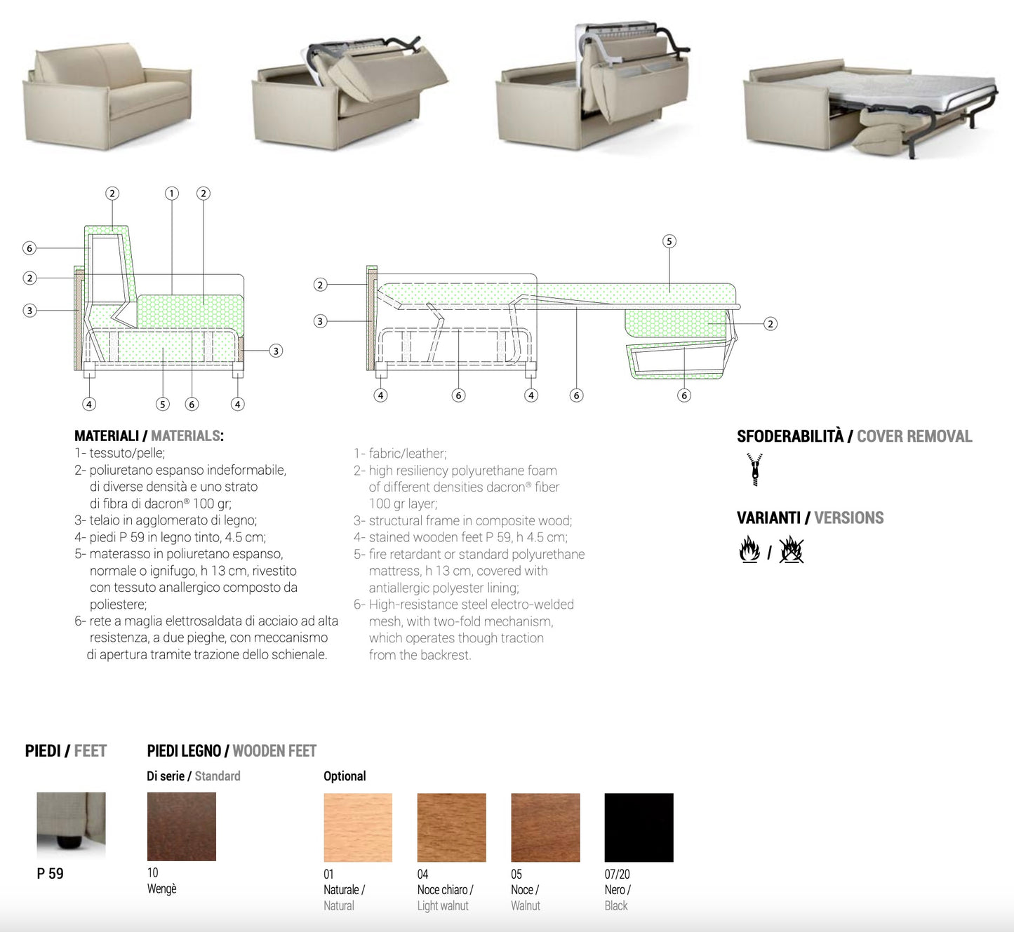 Atena 2-Seater Sofa Bed by Domingo Salotti
