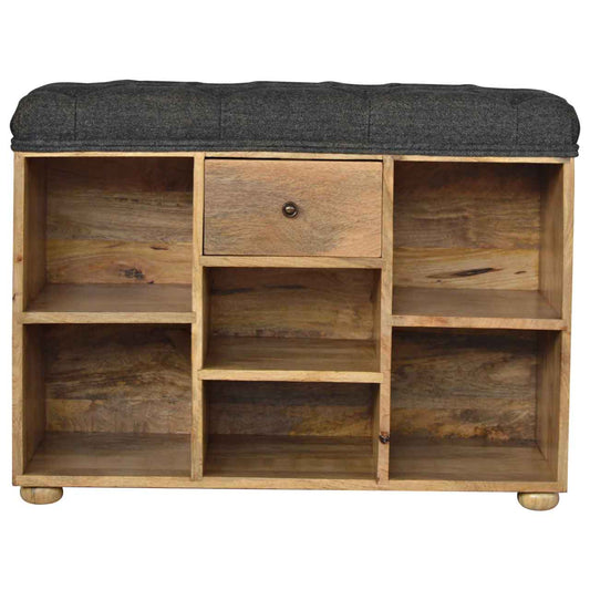 Black Tweed 1 Drawer Bench by Artisan Furniture