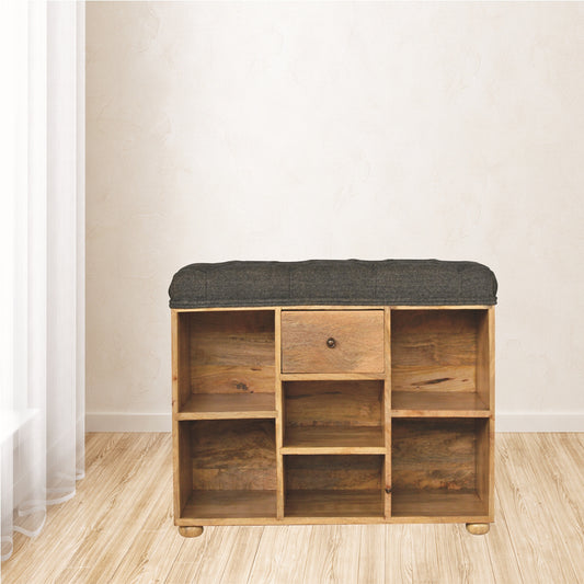 Black Tweed 1 Drawer Bench by Artisan Furniture