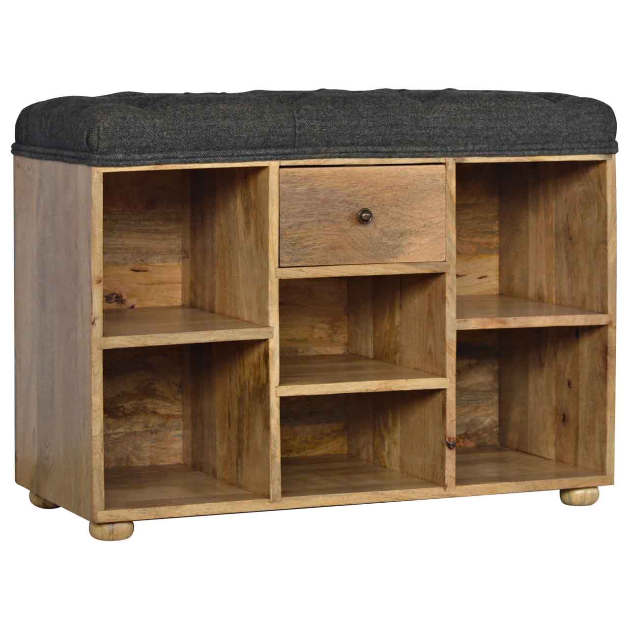 Black Tweed 1 Drawer Bench by Artisan Furniture