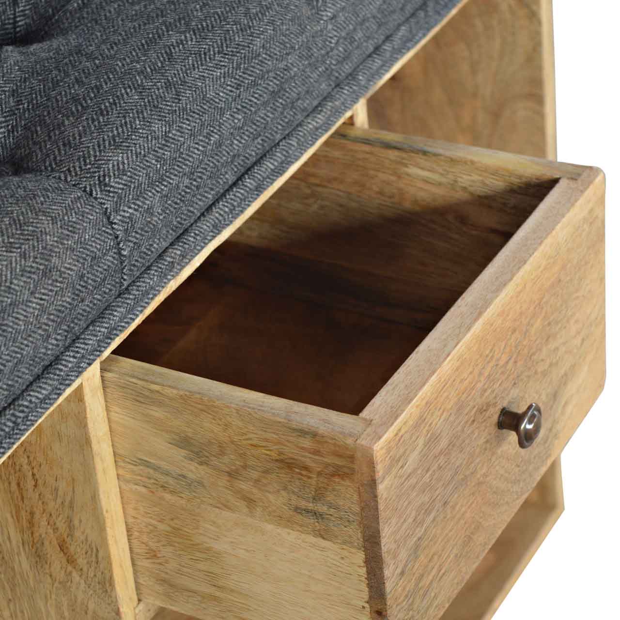 Black Tweed 1 Drawer Bench by Artisan Furniture