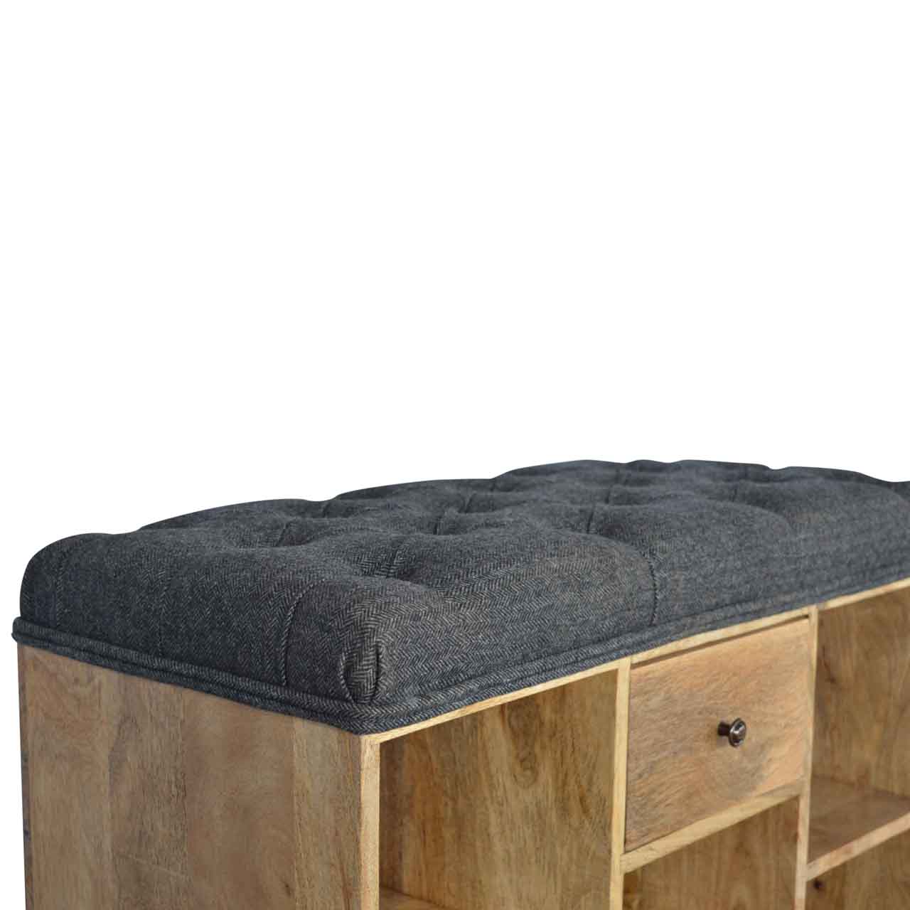 Black Tweed 1 Drawer Bench by Artisan Furniture