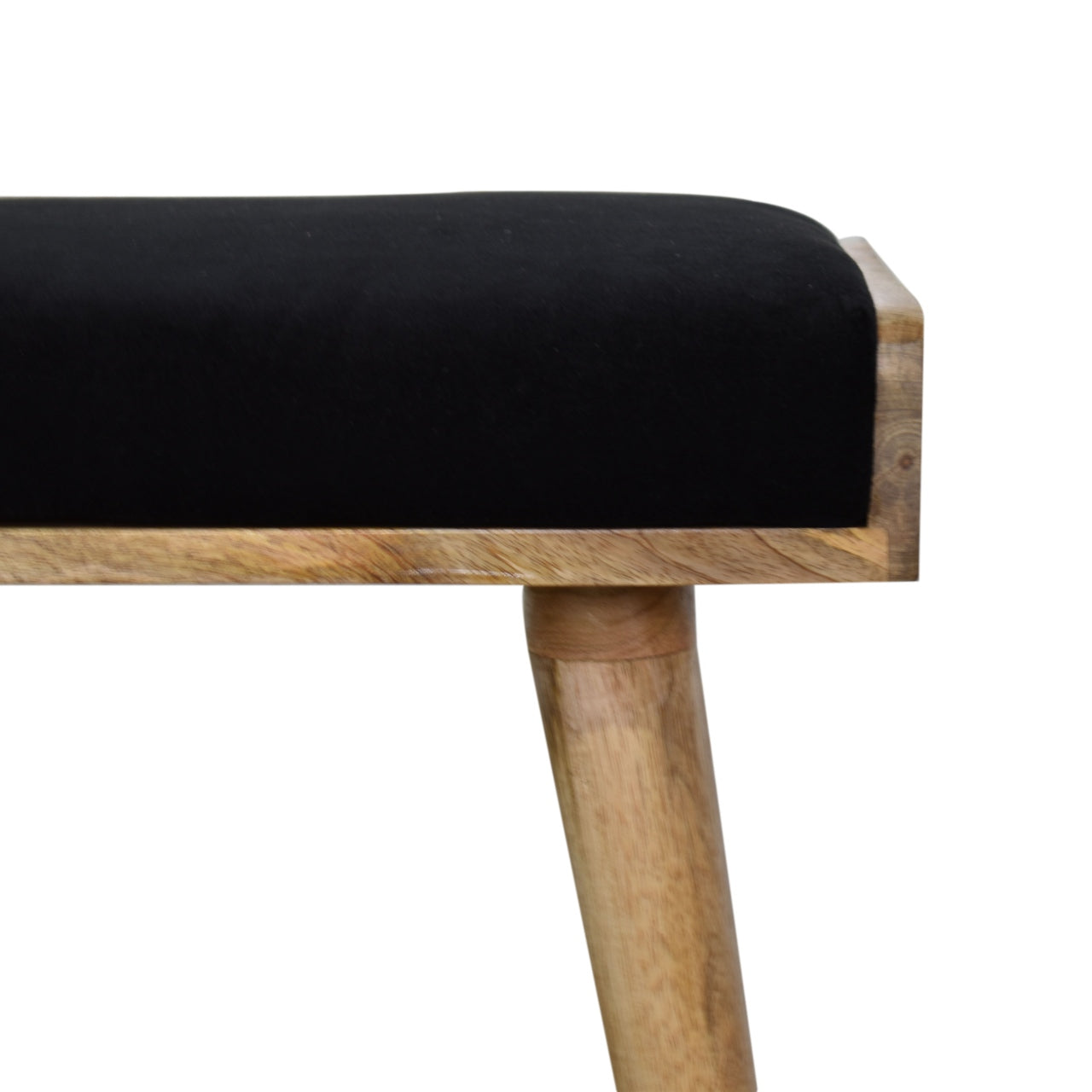 Aritsan Black Velvet Tray Style Footstool