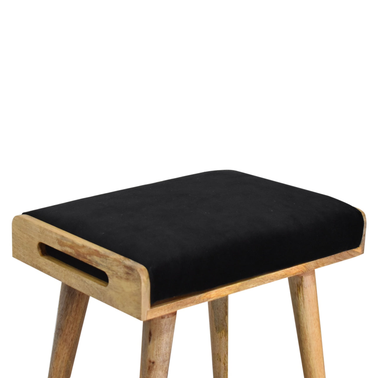 Aritsan Black Velvet Tray Style Footstool