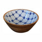 Artisan Blue and White Wooden Bowl Set of 2