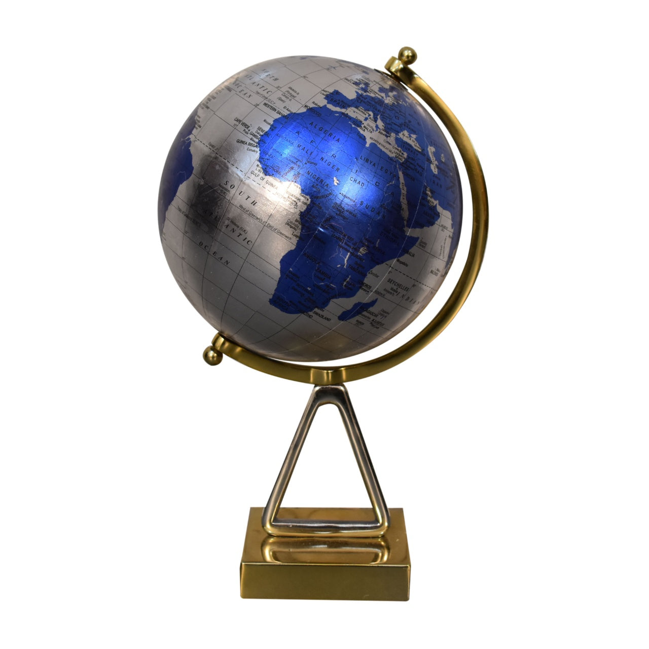 Artisan Blue Globe with Mixed Chrome & Brass Frame