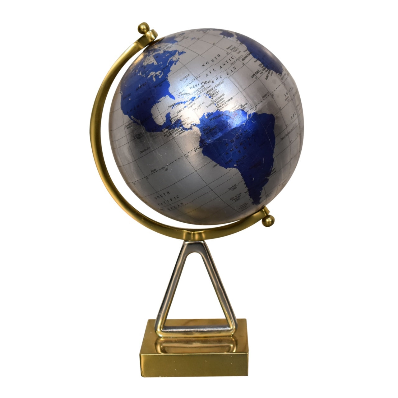 Artisan Blue Globe with Mixed Chrome & Brass Frame