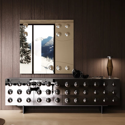 Bold Rock Sideboard Modern Design with Chrome Spheres