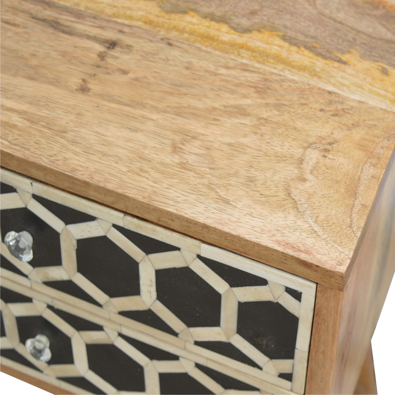 Bone Inlay Bedside with 2 Drawers by Artisan Furniture