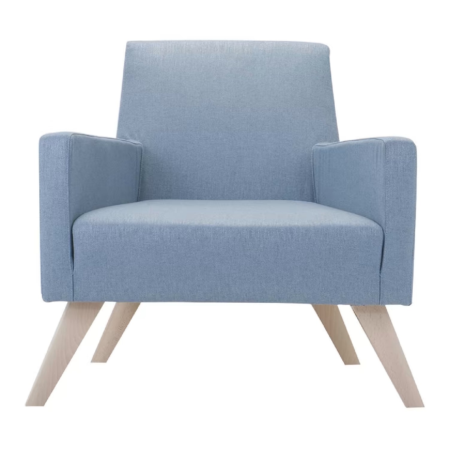 Boston Light Blue Armchair with Wooden Feet by Domingo Salotti