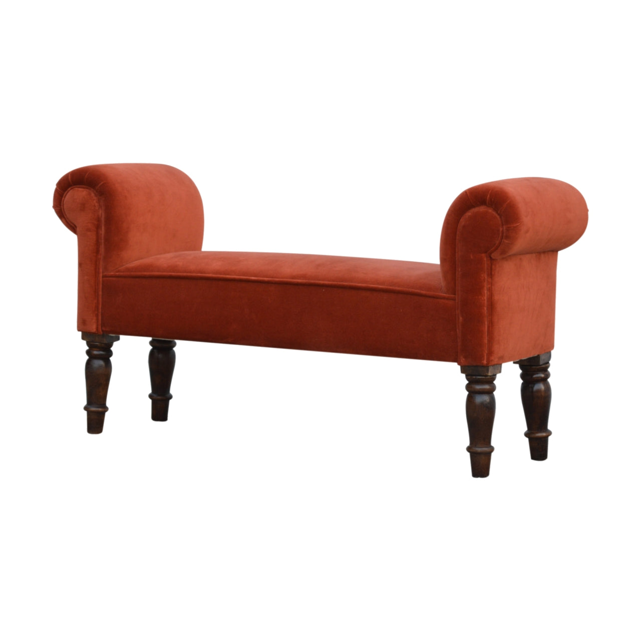 Brick Red Velvet Bench by Artisan Furniture